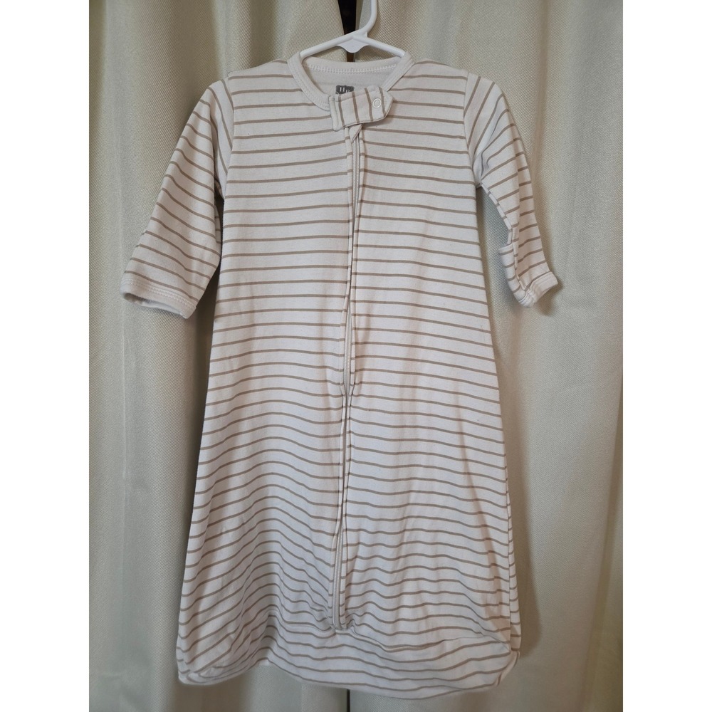 Hudson Baby Tan White Striped LS Cotton Sleep Sack Wearable Blanket 3-9M